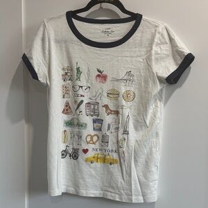 J Crew Factory shirt with New York Icons - White and navy